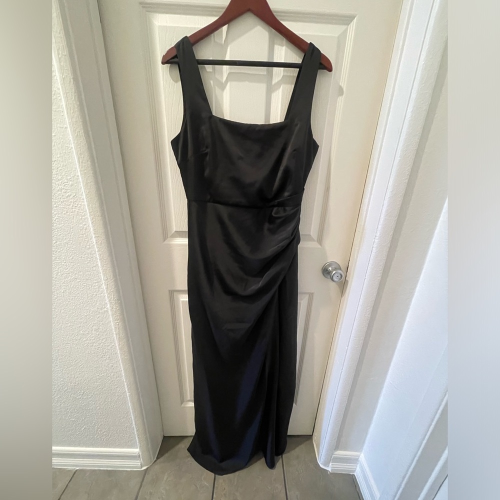 Lulus Square Neck Column Satin Dress